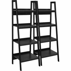 DHP Ameriwood Home Lawrence 4 Shelf Ladder Bookcase Bundle, Black