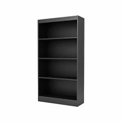 South Shore Axess 4-Shelf 59"H Bookcase, Pure Black Laminate(7270767)