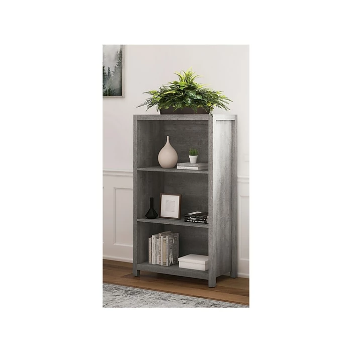 Whalen Fallbrook 3-Shelf 48"H Bookcase, Smoked Ash/Rustic Warm Gray (SPUS-FBBK-GM) - Image 4