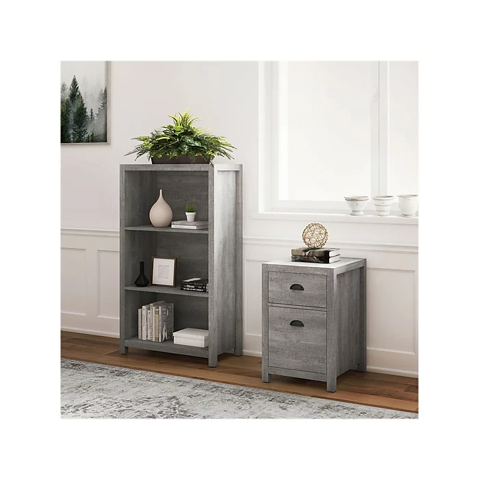 Whalen Fallbrook 3-Shelf 48"H Bookcase, Smoked Ash/Rustic Warm Gray (SPUS-FBBK-GM) - Image 5