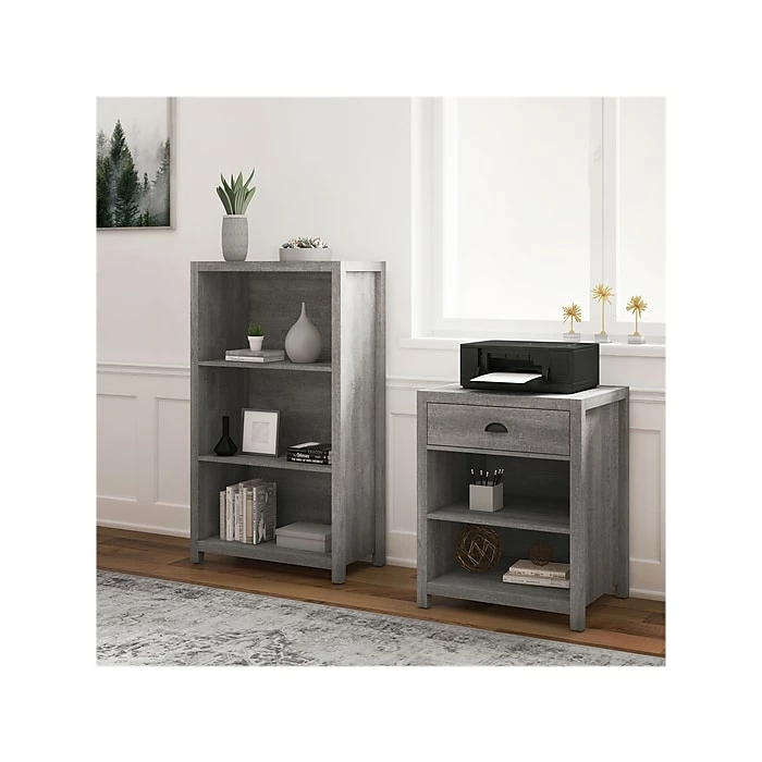 Whalen Fallbrook 3-Shelf 48"H Bookcase, Smoked Ash/Rustic Warm Gray (SPUS-FBBK-GM) - Image 6