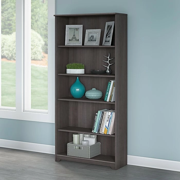 Bush Furniture Cabot 5 Shelf Bookcase, Heather Gray (WC31766) - Image 2