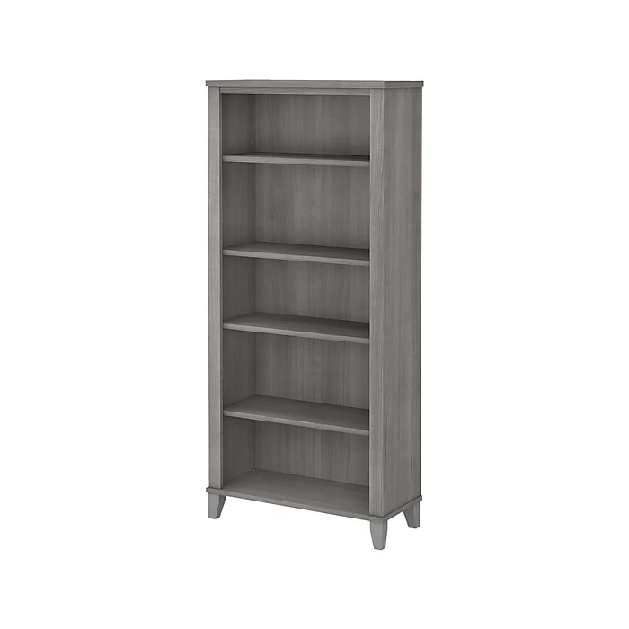Bush Furniture Somerset 5-Shelf 65"H Bookcase, Platinum Gray (WC81265)