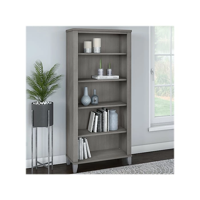 Bush Furniture Somerset 5-Shelf 65"H Bookcase, Platinum Gray (WC81265) - Image 2