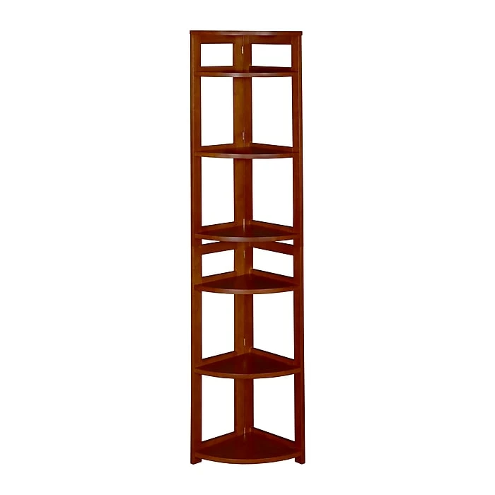 Niche Flip Flop 5 Shelf 67"H Corner Folding Bookcase, Cherry (FFC6712CH) - Image 2
