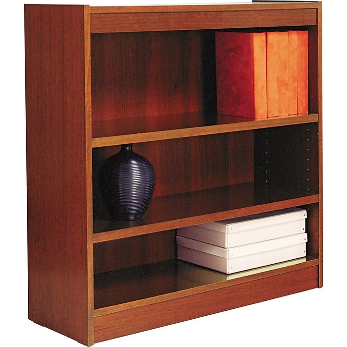 Alera® Square Corner Bookcase In Cherry Finish, 3-Shelves