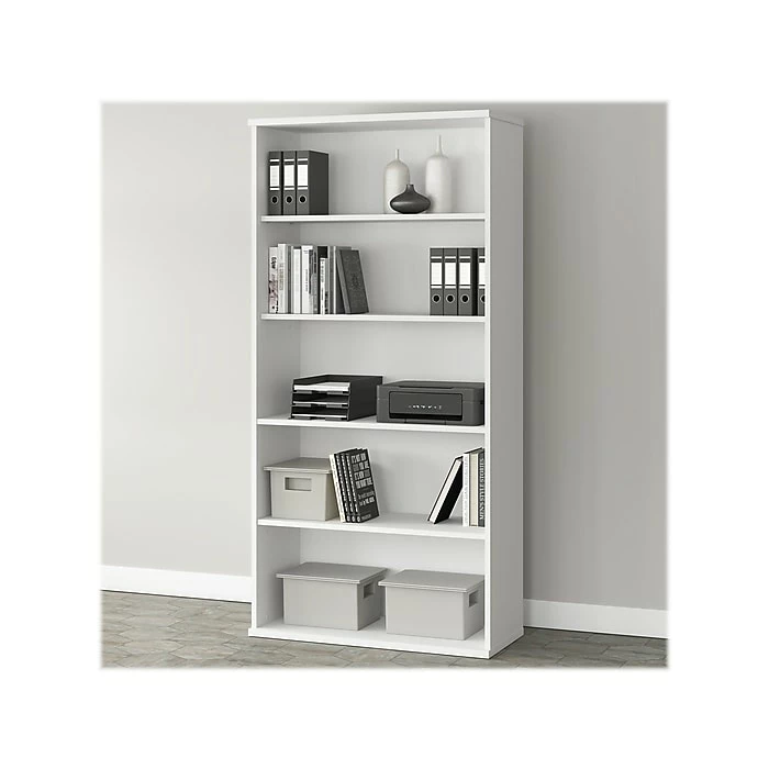 Bush Business Furniture Studio A 5-Shelf 73"H Bookcase, White (SDB7236WH-Z) - Image 2
