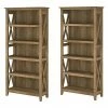 Bush Furniture Key West 5-Shelf 66"H Bookcase Set, Reclaimed Pine (KWS046RCP)