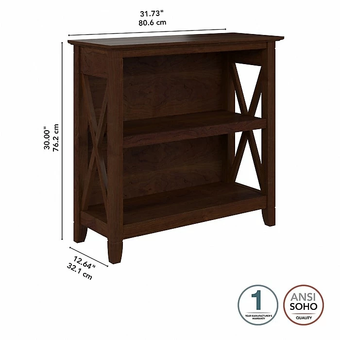 Bush Furniture Key West 2-Shelf 30"H Small Bookcase, Bing Cherry (KWB124BC-03) - Image 4
