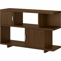 Kathy Ireland® Home By Bush Furniture Madison Avenue 2-Shelf 30"H Geometric Bookcase With Doors, Modern Walnut (MDB148MW-03)