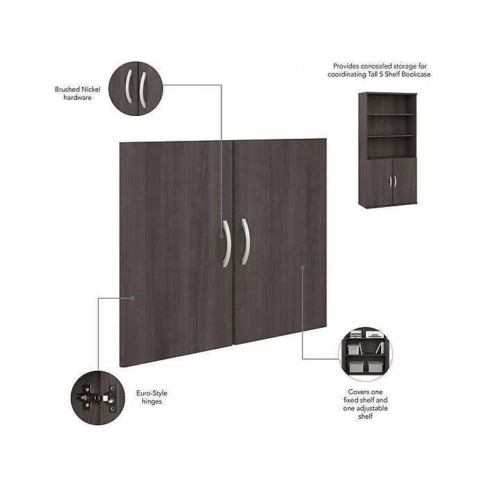 Bush Business Furniture Studio A 5-Shelf 73" Bookcase With Doors, Storm Gray (STA010SG) - Image 4