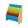 Delta Children Sling Book Rack 4-Tier 28"H Bookshelf, Natural/Blue/Red/Green/Yellow (TB84452GN-1189)