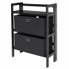 Winsome Torino 3-Pc Folding Bookcase W/ Fabric Baskets, Black/Black (20306)