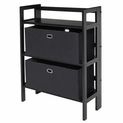 Winsome Torino 3-Pc Folding Bookcase W/ Fabric Baskets, Black/Black (20306)