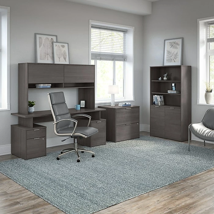 Bush Business Furniture Jamestown 5-Shelf 66"H Bookcase, Storm Gray (JTB136SG) - Image 9