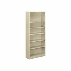 HON Brigade HS82ABC 6-Shelf 81"H Bookcase, Putty/Beige Steel(HONS82ABCL)