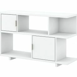 Kathy Ireland® Home By Bush Furniture Madison Avenue 2-Shelf 30"H Geometric Bookcase With Doors, Pure White (MDB148PW-03)