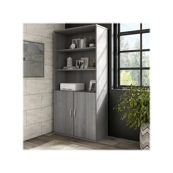 Bush Business Furniture Hybrid 5-Shelf 73"H Tall Bookcase, Platinum Gray (HYB136PG-Z) - Image 7