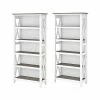 Bush Furniture Key West 5-Shelf 66"H Bookcase Set, Shiplap Gray/Pure White (KWS046G2W)