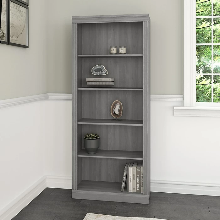 Bush Furniture Saratoga 5-Shelf 72"H Bookcase, Modern Gray (W1655C-03) - Image 2