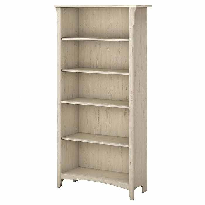 Bush Furniture Salinas 5 Shelf Bookcase, Antique White (SAB132AW-03) - Image 2