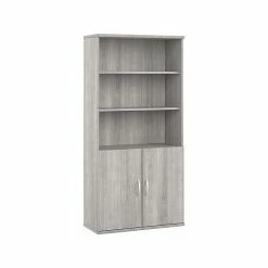 Bush Business Furniture Studio A 5-Shelf 73" Bookcase With Doors, Platinum Gray (STA010PG)