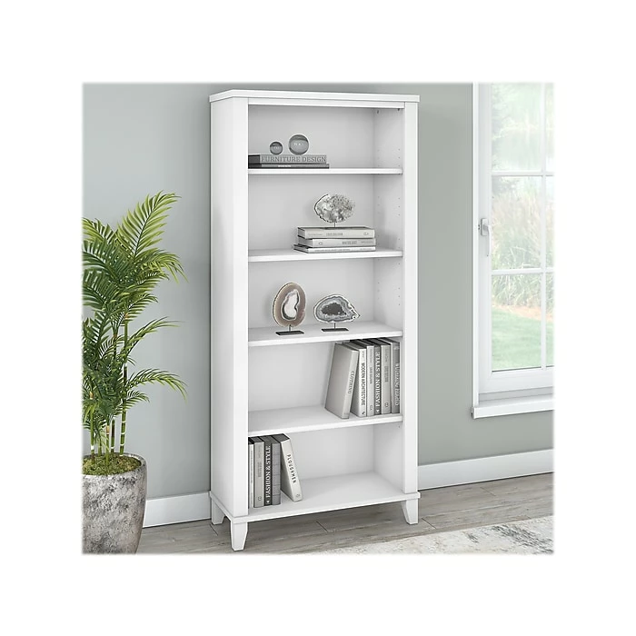Bush Furniture Somerset 5-Shelf 65"H Bookcase, White (WC81965) - Image 2