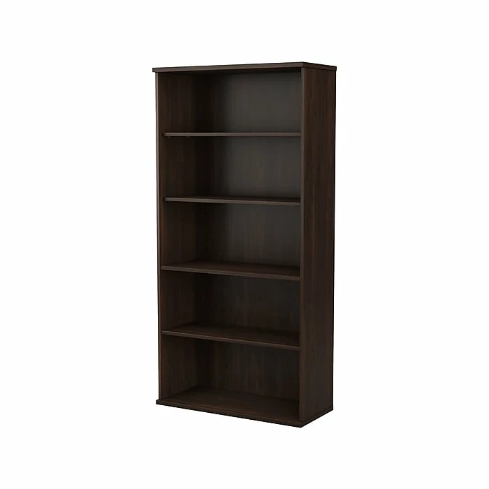 Bush Business Furniture Hybrid 5-Shelf 73"H Tall Bookcase, Black Walnut (HYB136BW-Z)