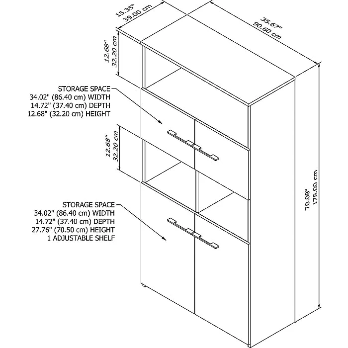 Bush Business Furniture Office 500 5-Shelf 70"H Bookcase With Doors, Modern Hickory (OFB136MH) - Image 5
