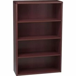 HON 10700 Series Bookcase, Mahogany, 4-Shelf, 57 1/8"H