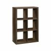 Sauder 6-Shelf 31"H Cube Bookcase, Smoked Oak (430193)
