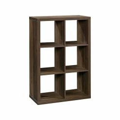 Sauder 6-Shelf 31"H Cube Bookcase, Smoked Oak (430193)