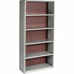 Safco Value Mate 5-Shelf 67"H Wood Bookcase, Gray (7173GR)