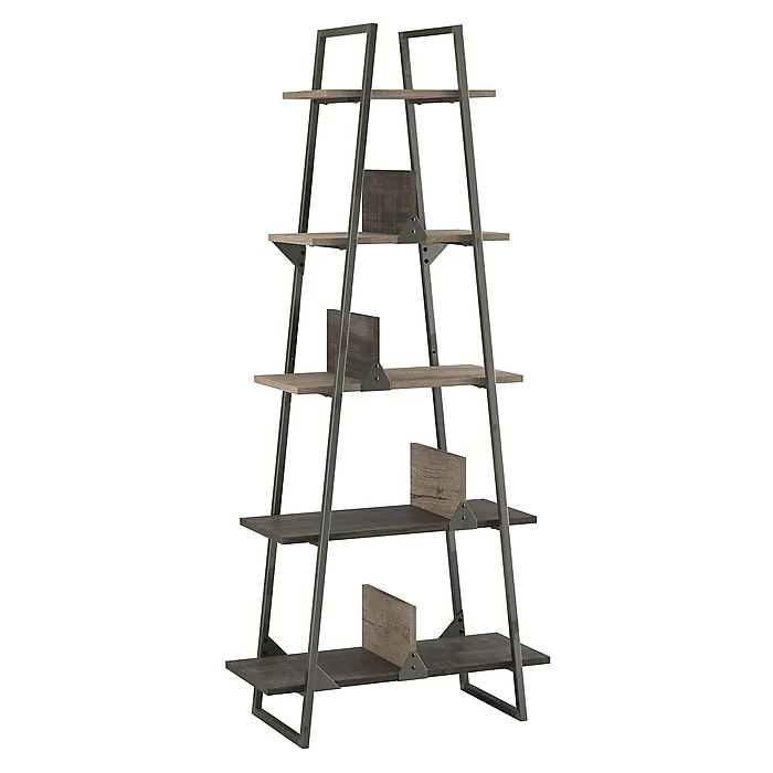 Bush Furniture Refinery A Frame Bookshelf, Rustic Gray (RFB132RG-03)