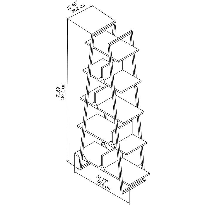 Bush Furniture Refinery A Frame Bookshelf, Rustic Gray (RFB132RG-03) - Image 4
