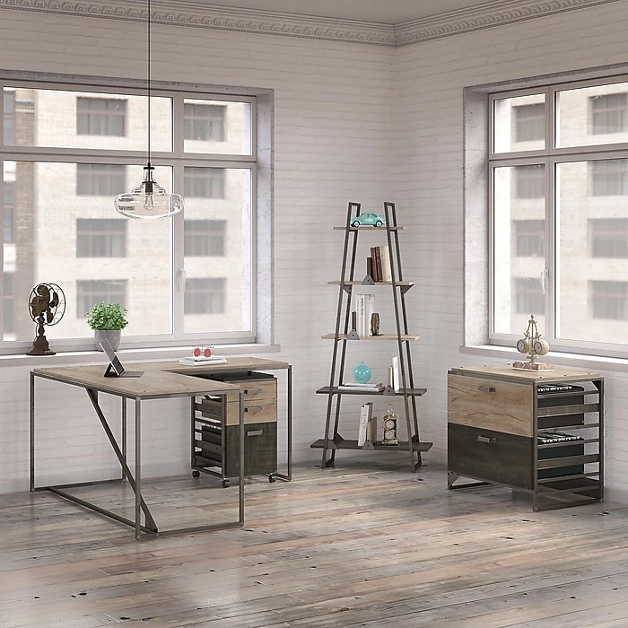 Bush Furniture Refinery A Frame Bookshelf, Rustic Gray (RFB132RG-03) - Image 5