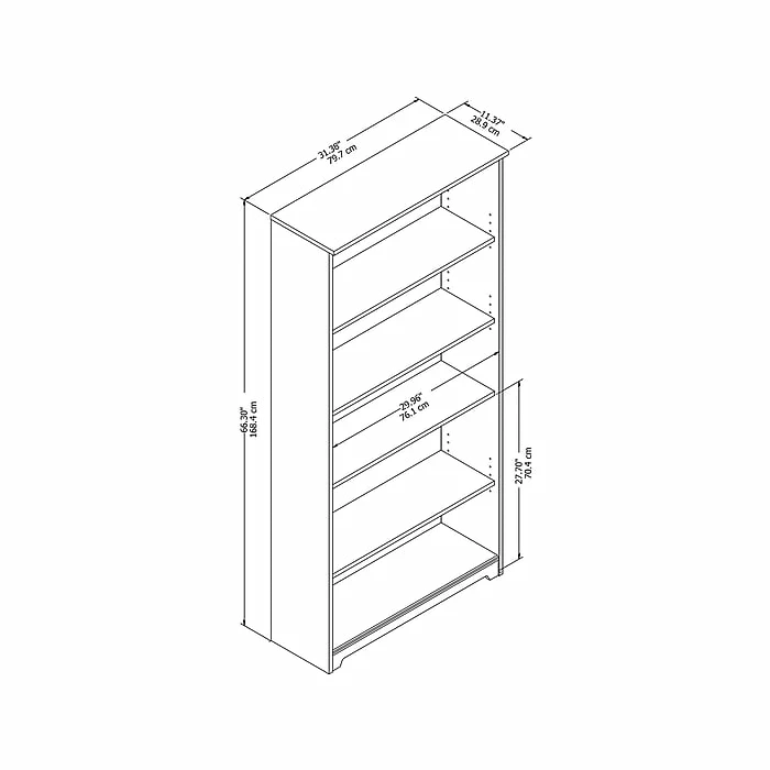 Bush Furniture Cabot 5-Shelf 66.3"H Bookcase, White (WC31966) - Image 5