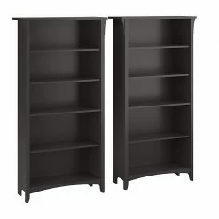 Bush Furniture Salinas 5-Shelf 63"H Tall Bookcase, Vintage Black, 2/Set (SAL036VB)