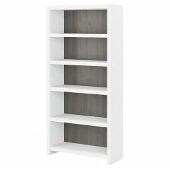 Office By Kathy Ireland® Echo 5-Shelf 66"H Bookcase, Pure White/Modern Gray (KI60504-03)