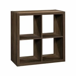 Sauder 4-Shelf 31"H Cube Bookcase, Smoked Oak (430191)