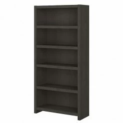 Office By Kathy Ireland® Echo 5-Shelf 66"H Bookcase, Charcoal Maple (KI60304-03)